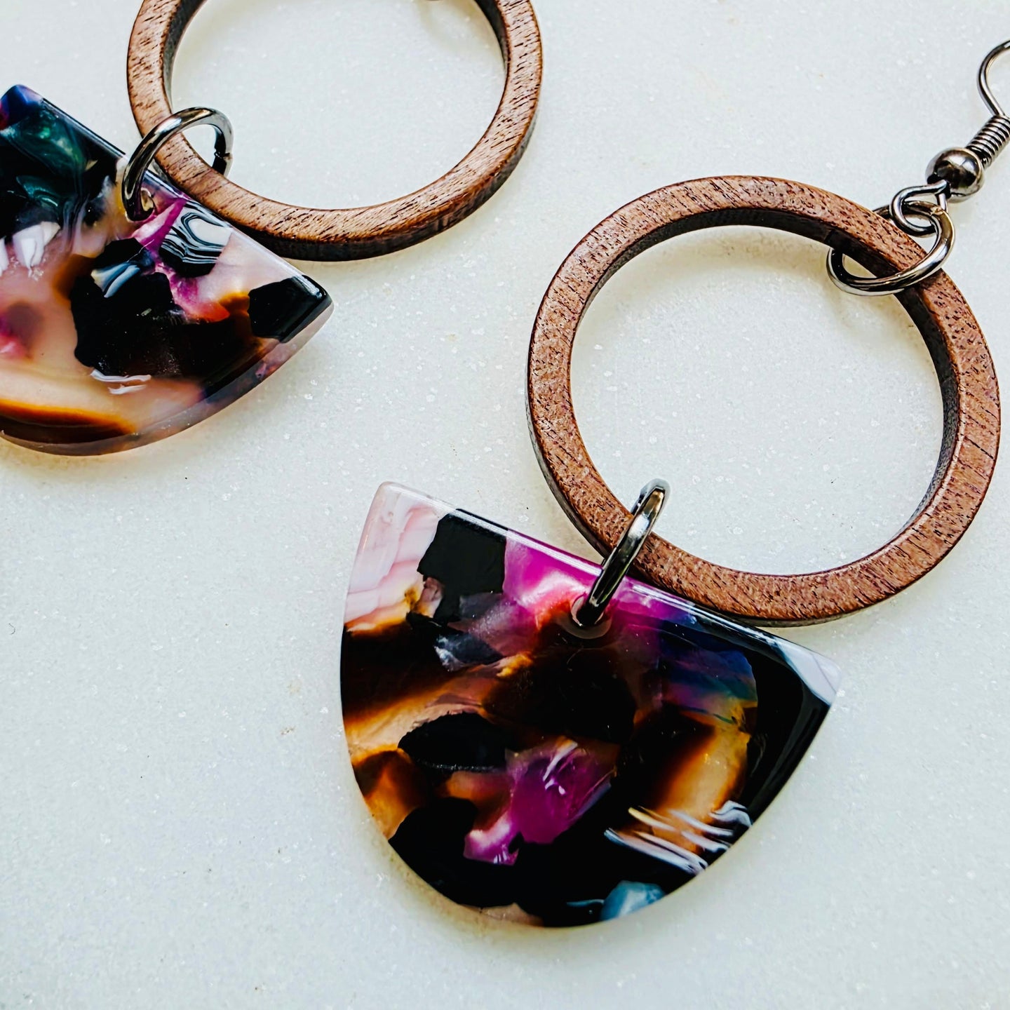 Purple Half Circle Layered Dangles