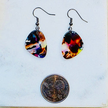 Purple Mosaic Pebble Dangles