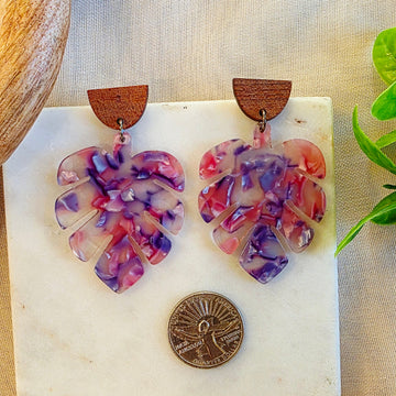 Purple Leaf Marbled Dangles 1