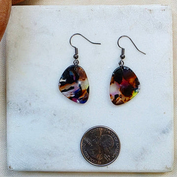 Purple Mosaic Pebble Dangles