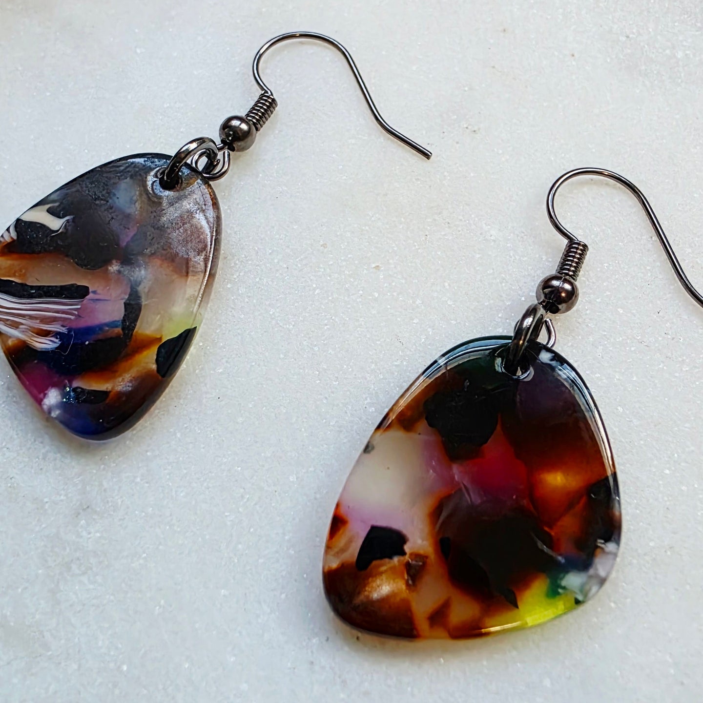 Purple Mosaic Pebble Dangles