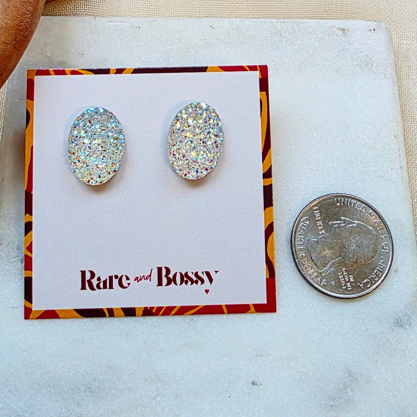 Crystal Oval Druzy Studs