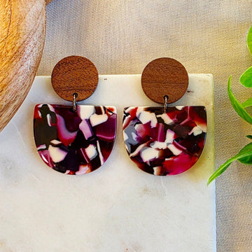 Purple Half Round Marble Dangles