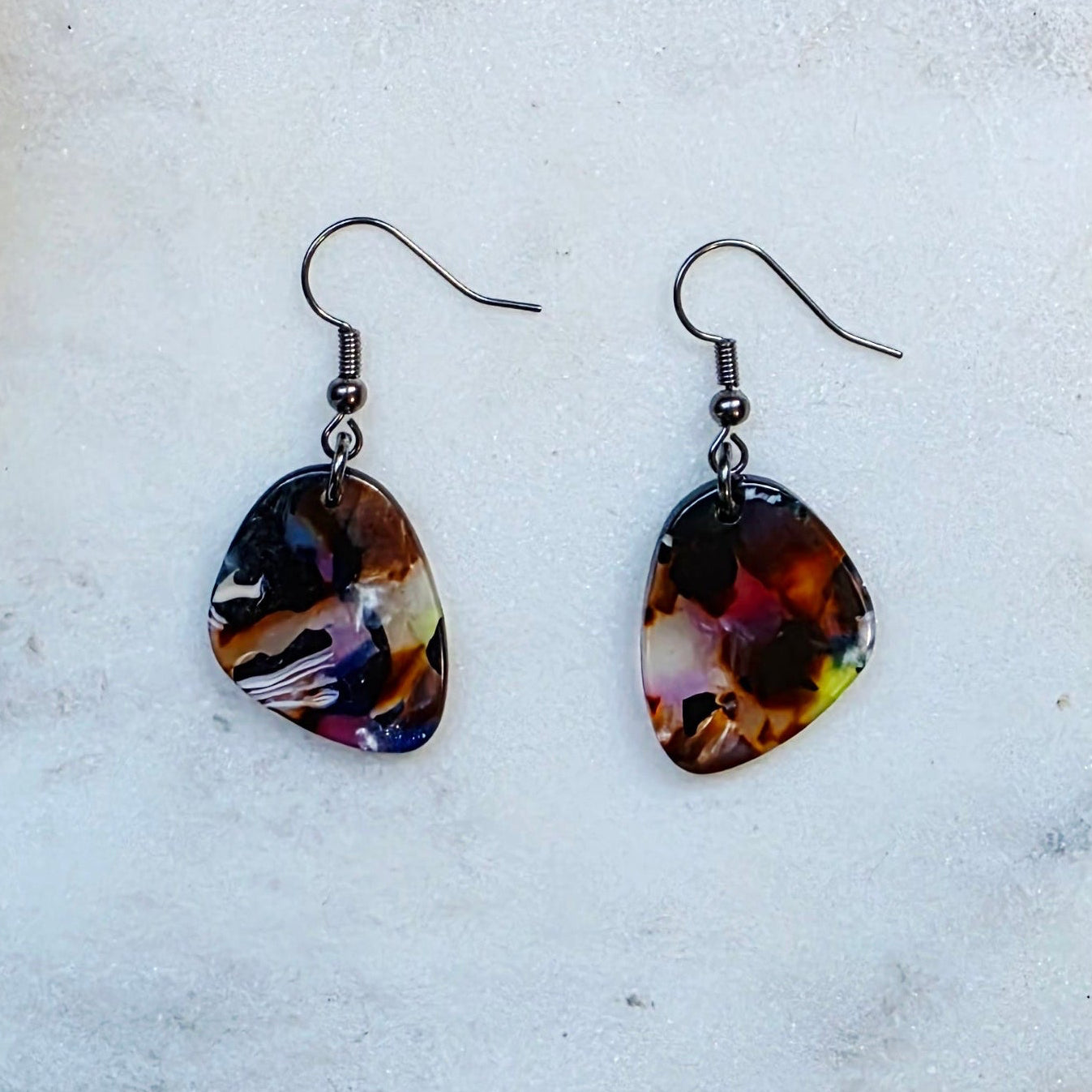 Purple Mosaic Pebble Dangles
