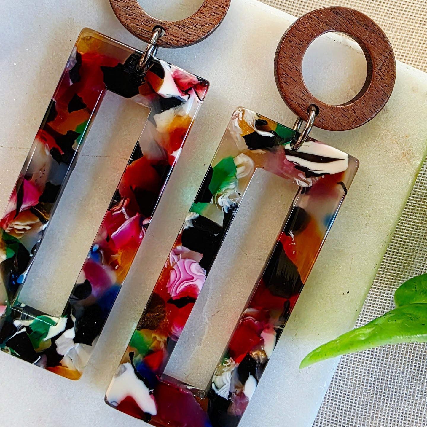 Multicolor Open Rectangle Dangles 1
