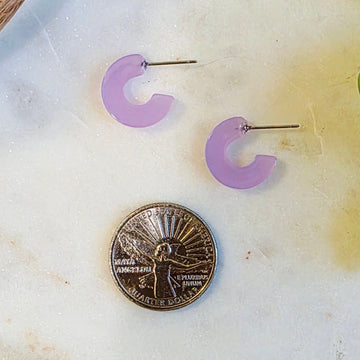 Purple Mini Pebble Hoops