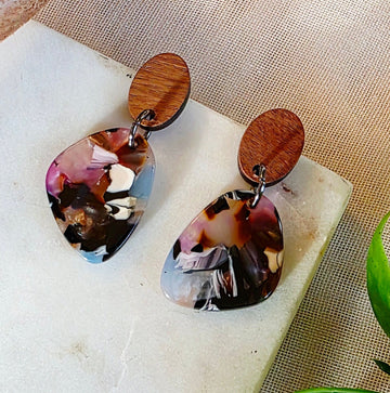 Purple Mosaic Pebble Dangles 1