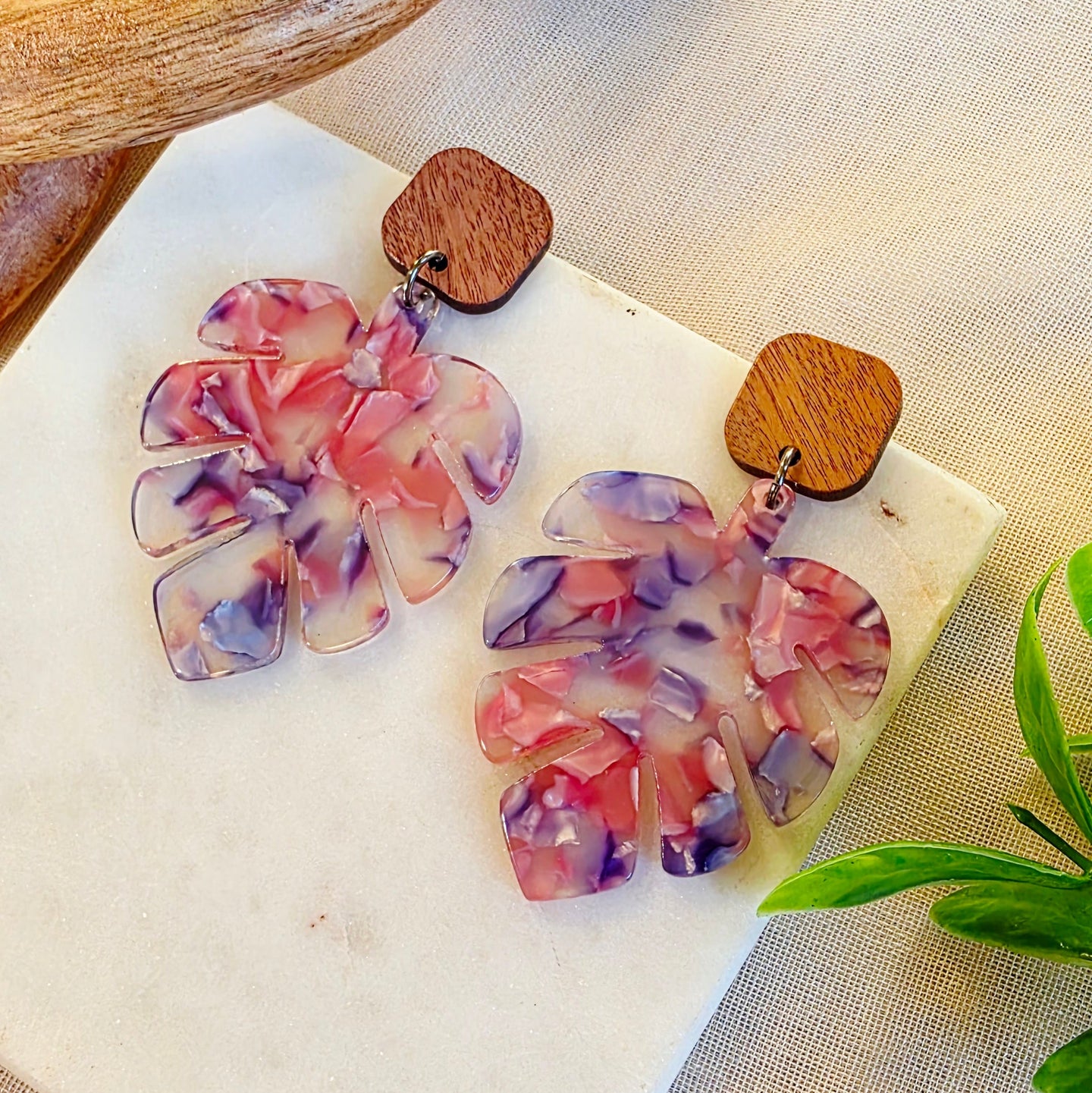 Purple Leaf Marbled Dangles 2