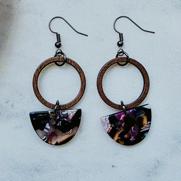 Purple Half Circle Layered Dangles