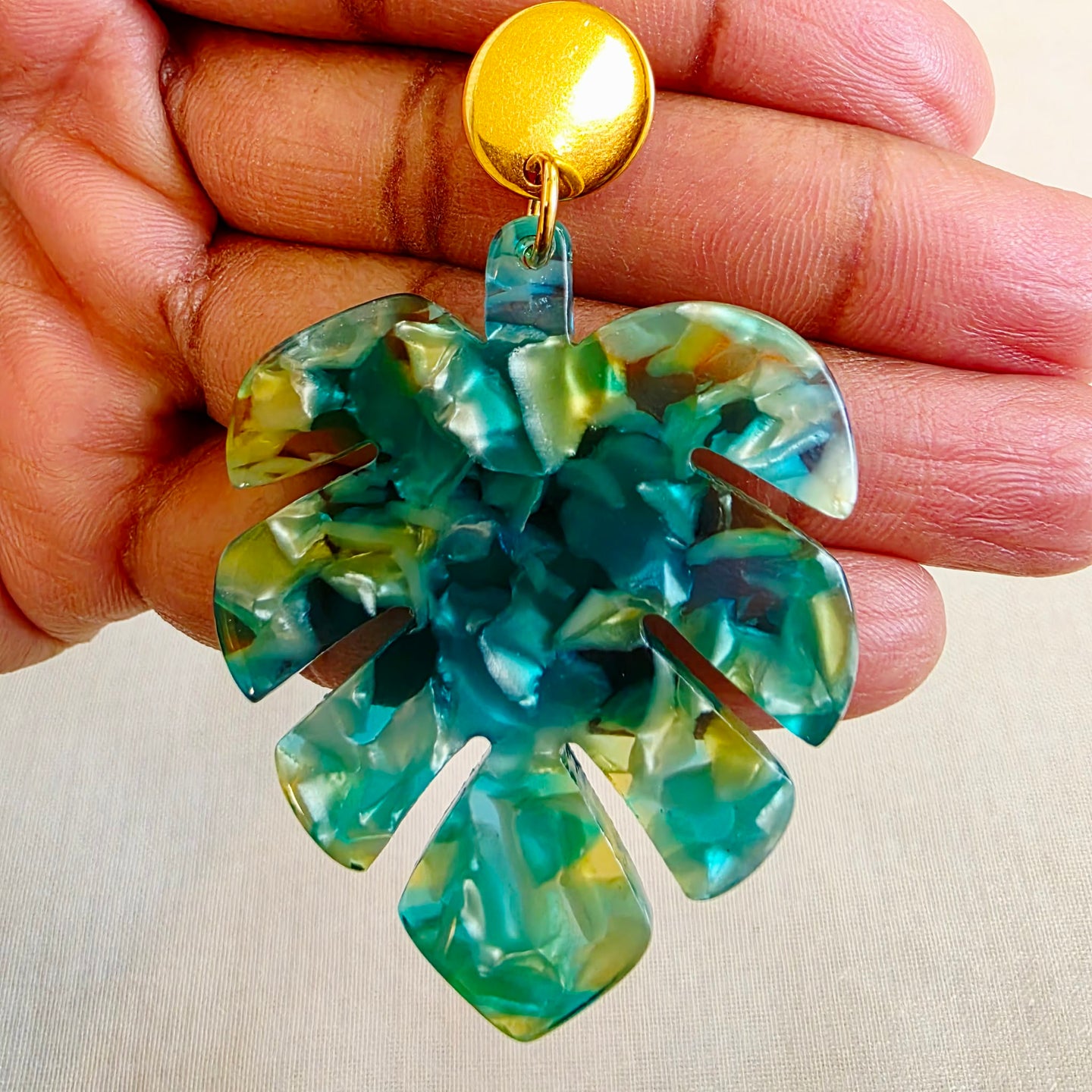 Green Leaf Marbled Dangles