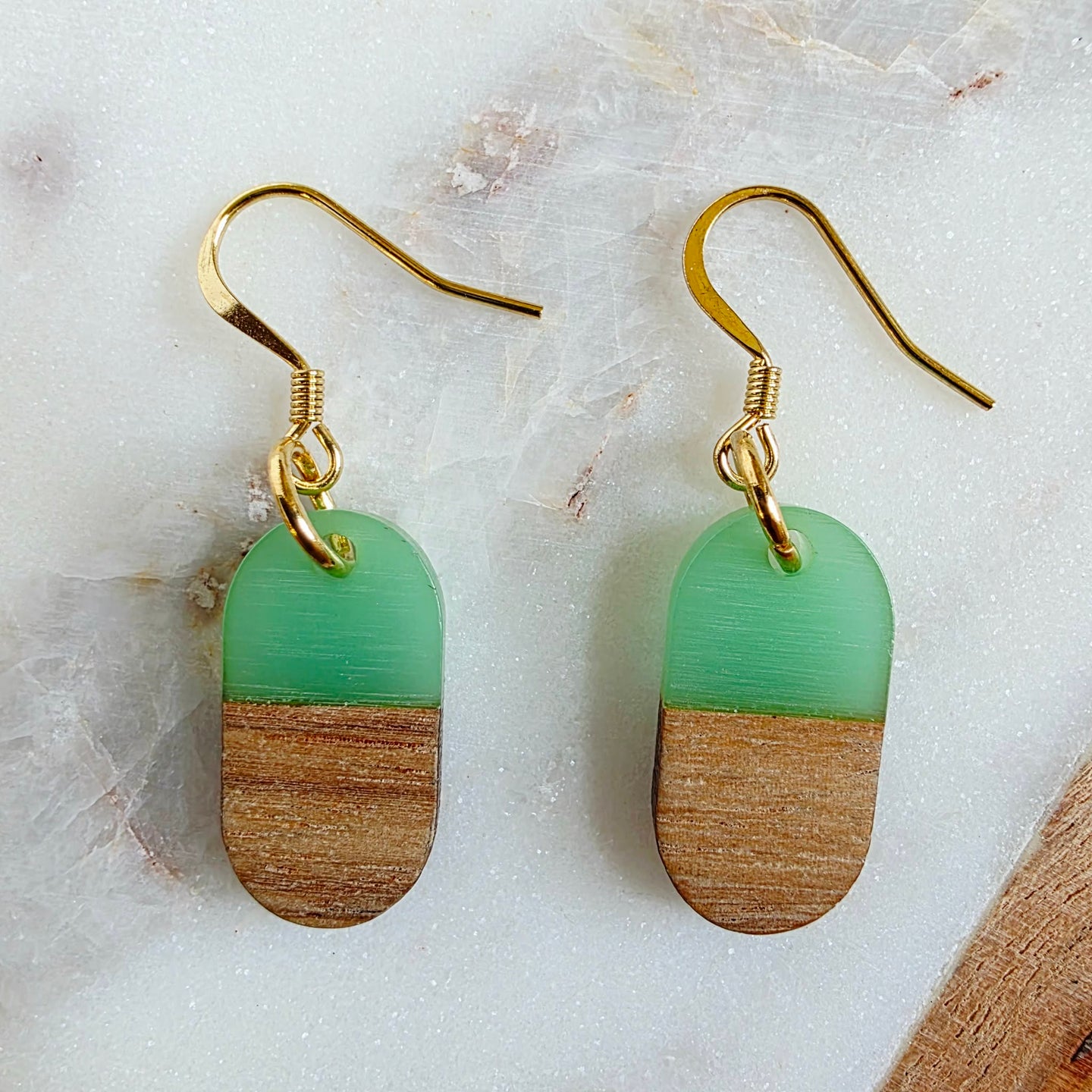 Aqua Green Mini Oval Dangles (Dr. Amy)