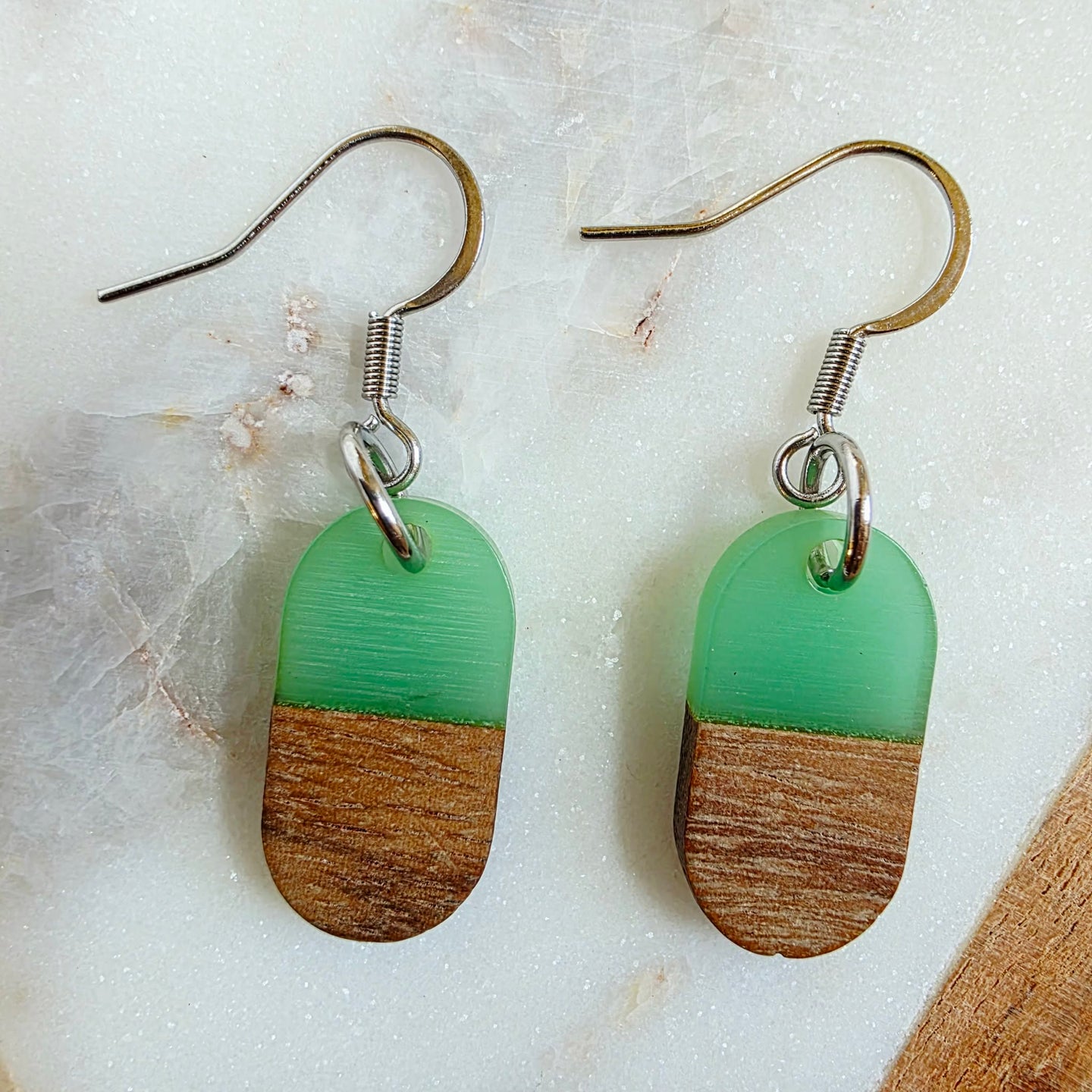 Aqua Green Mini Oval Dangles (Dr. Amy)