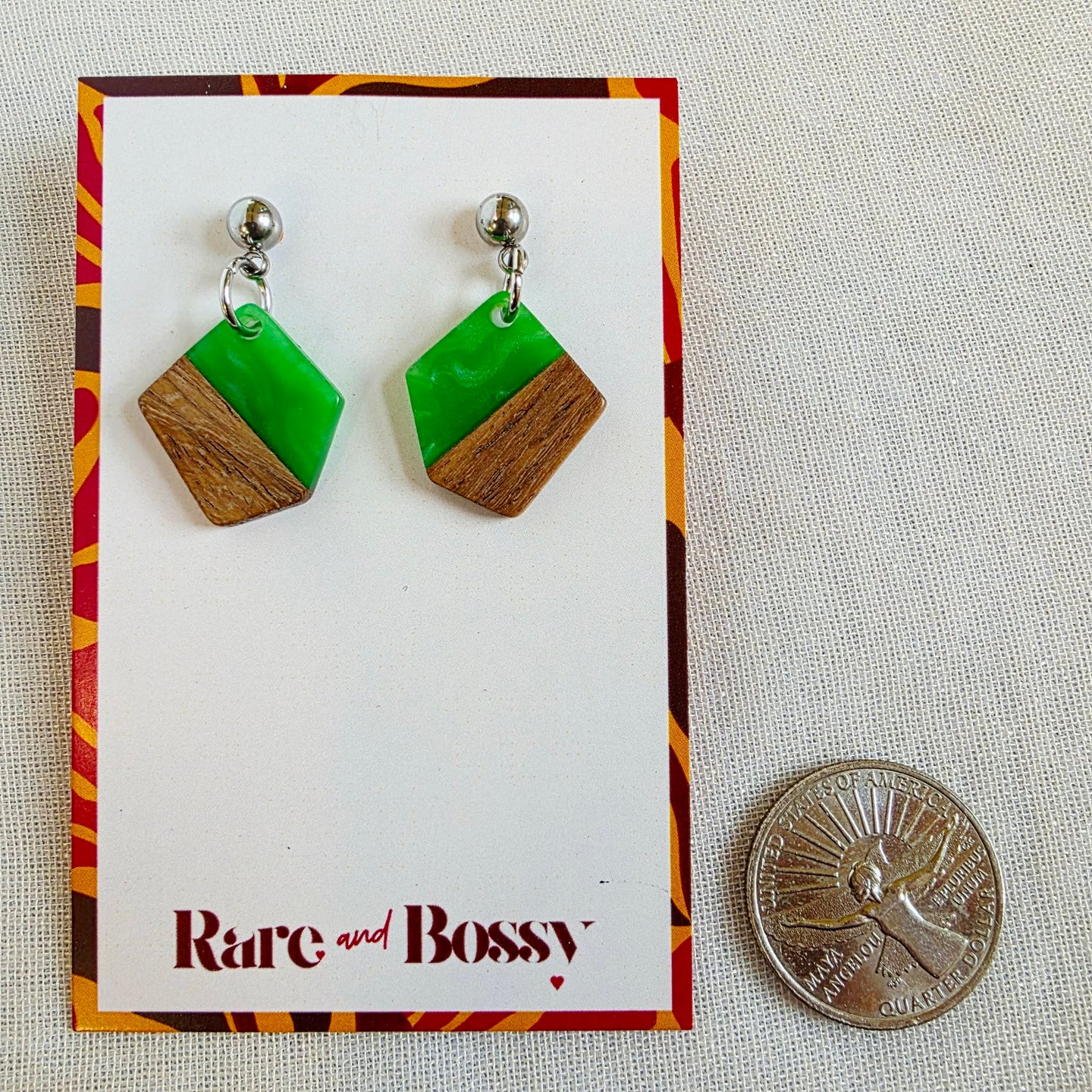 Green Mini Pentagon Dangles