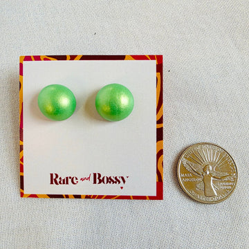 Lime Green Pearl Studs