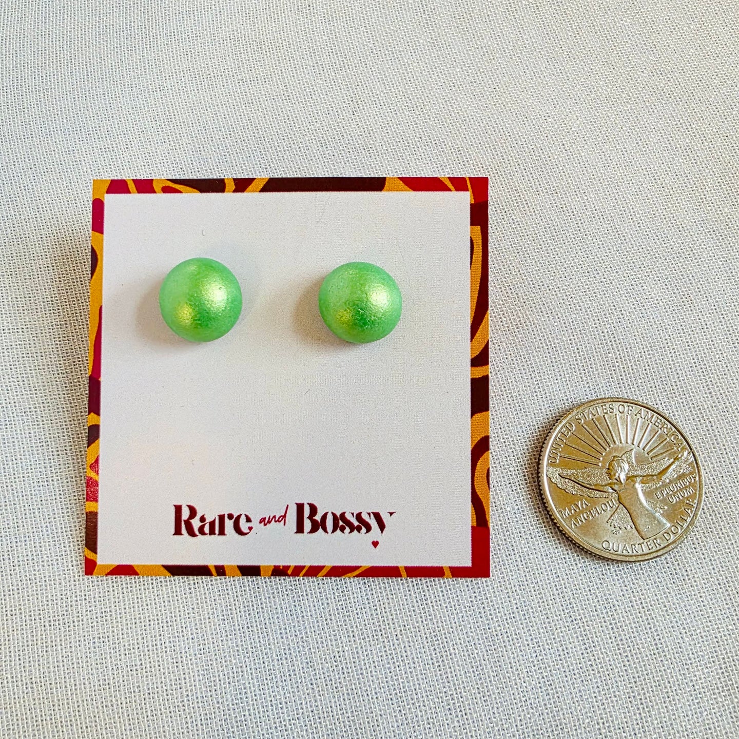 Lime Green Pearl Studs