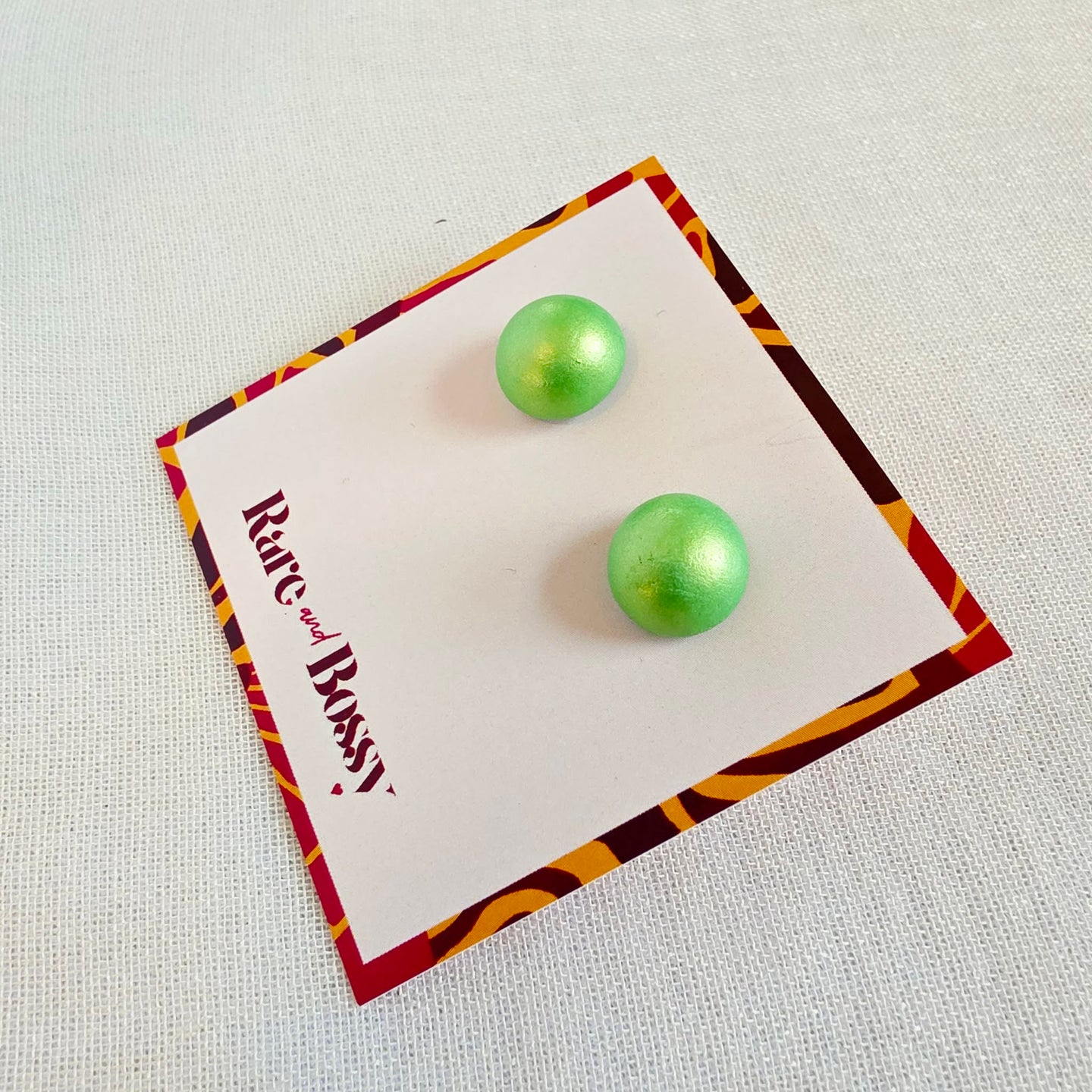 Lime Green Pearl Studs