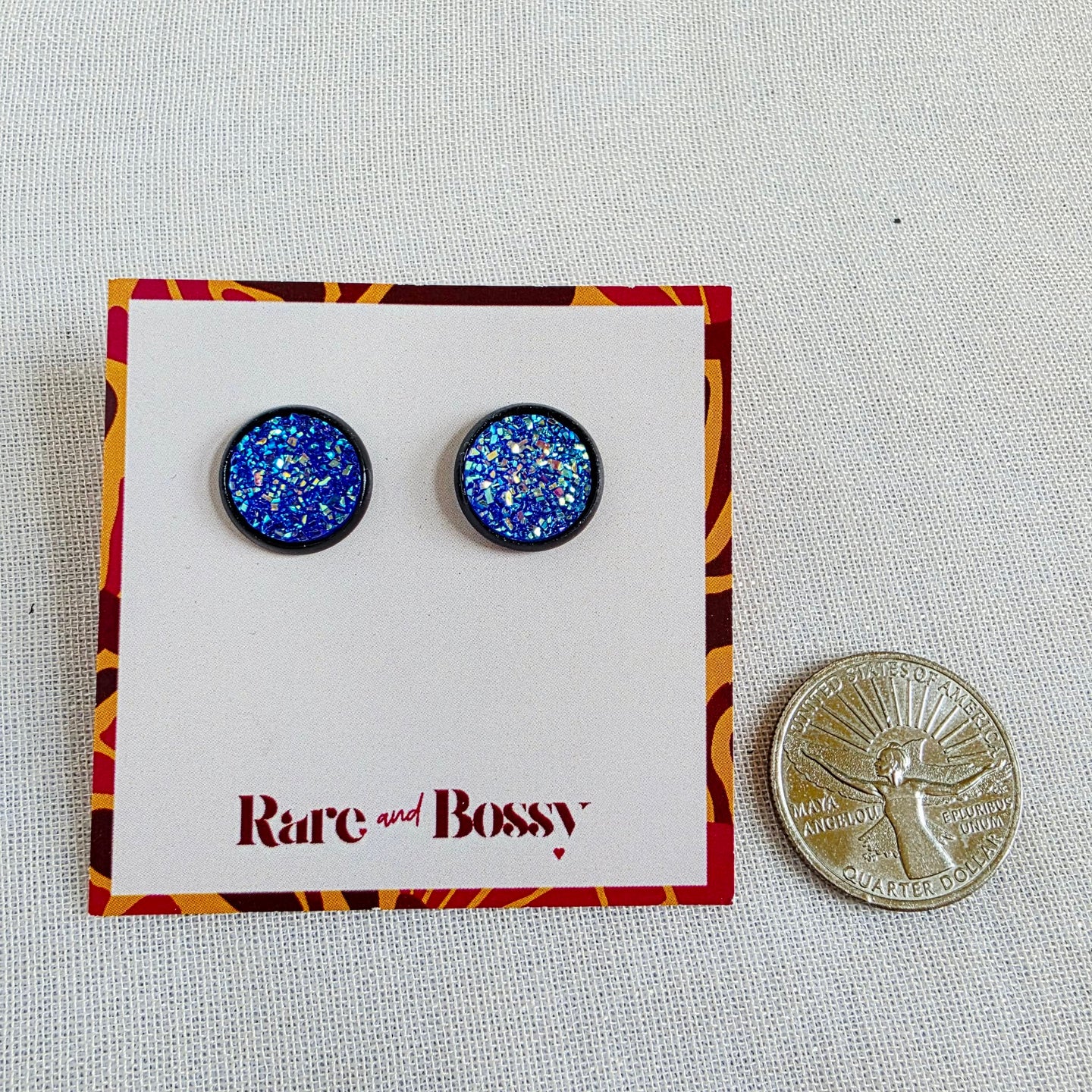 Blue Druzy Studs