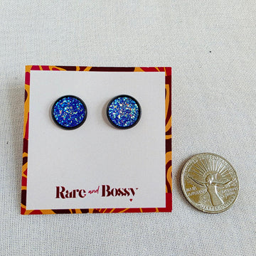 Blue Druzy Studs