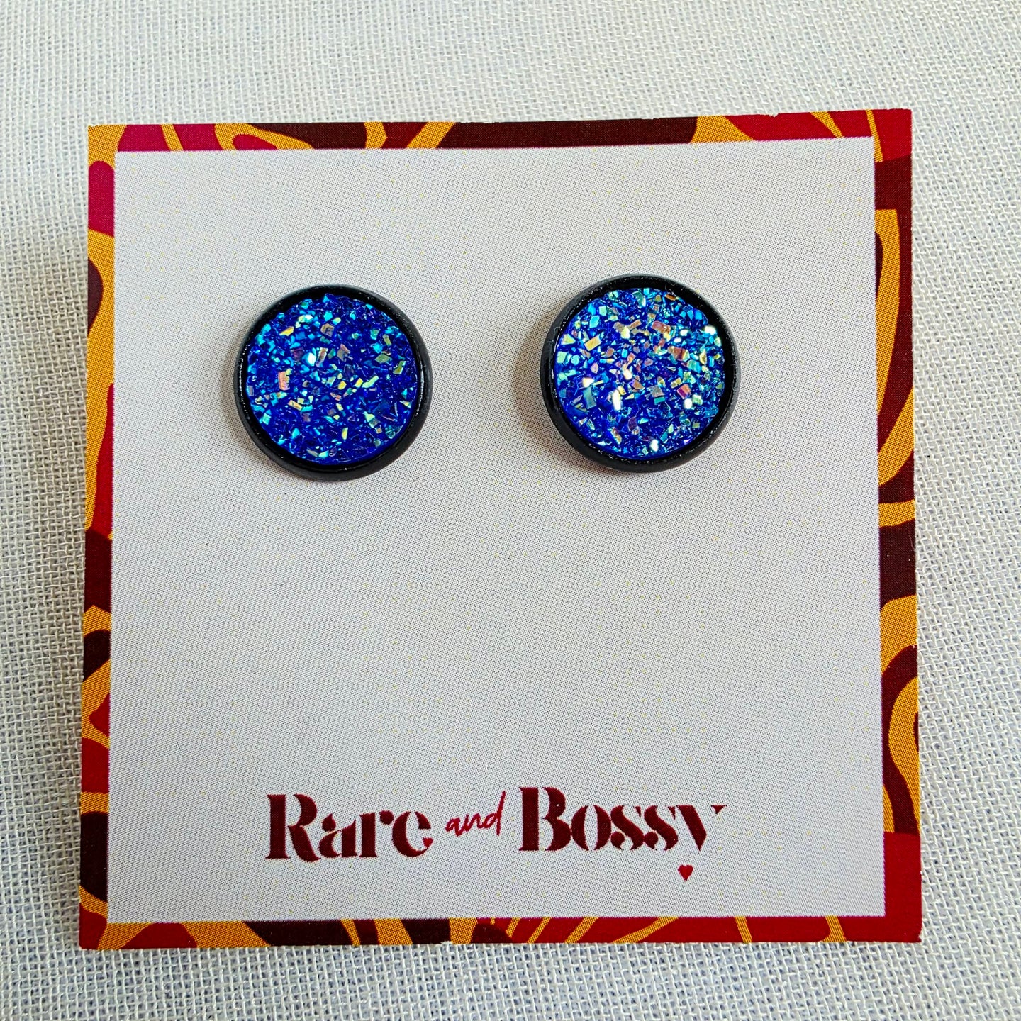 Blue Druzy Studs