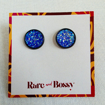 Blue Druzy Studs
