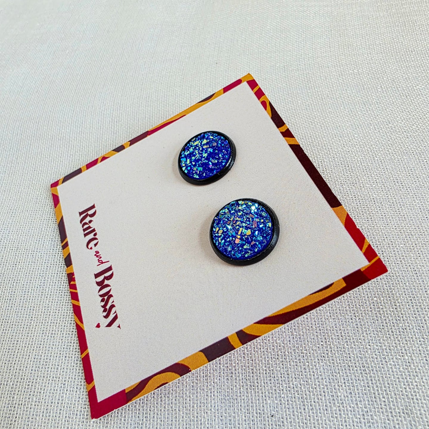 Blue Druzy Studs