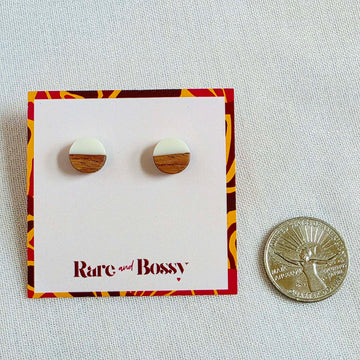 White Circle Studs