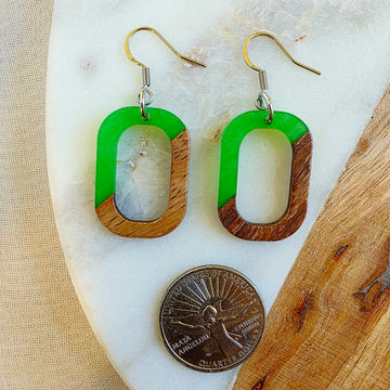 Green Open Rounded Rectangle Dangles