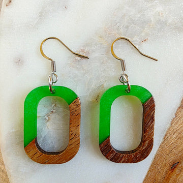 Green Open Rounded Rectangle Dangles