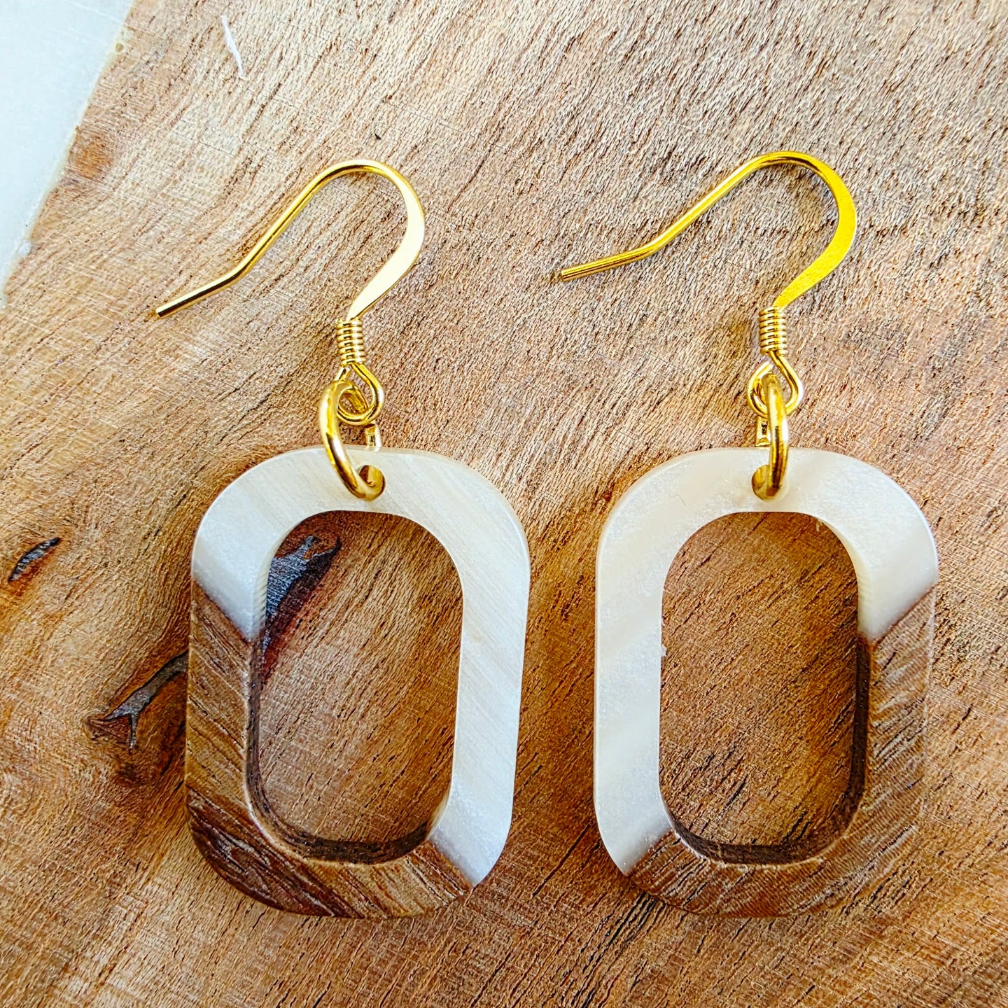 Ivory Open Rectangle Dangles