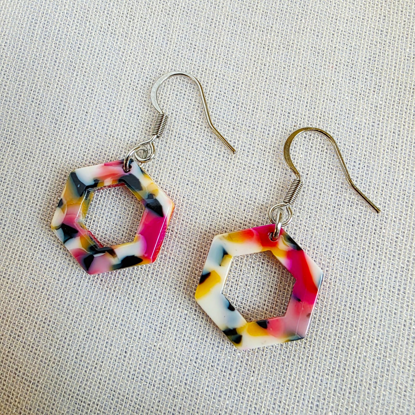 Multicolor Mini Hexagon Dangles