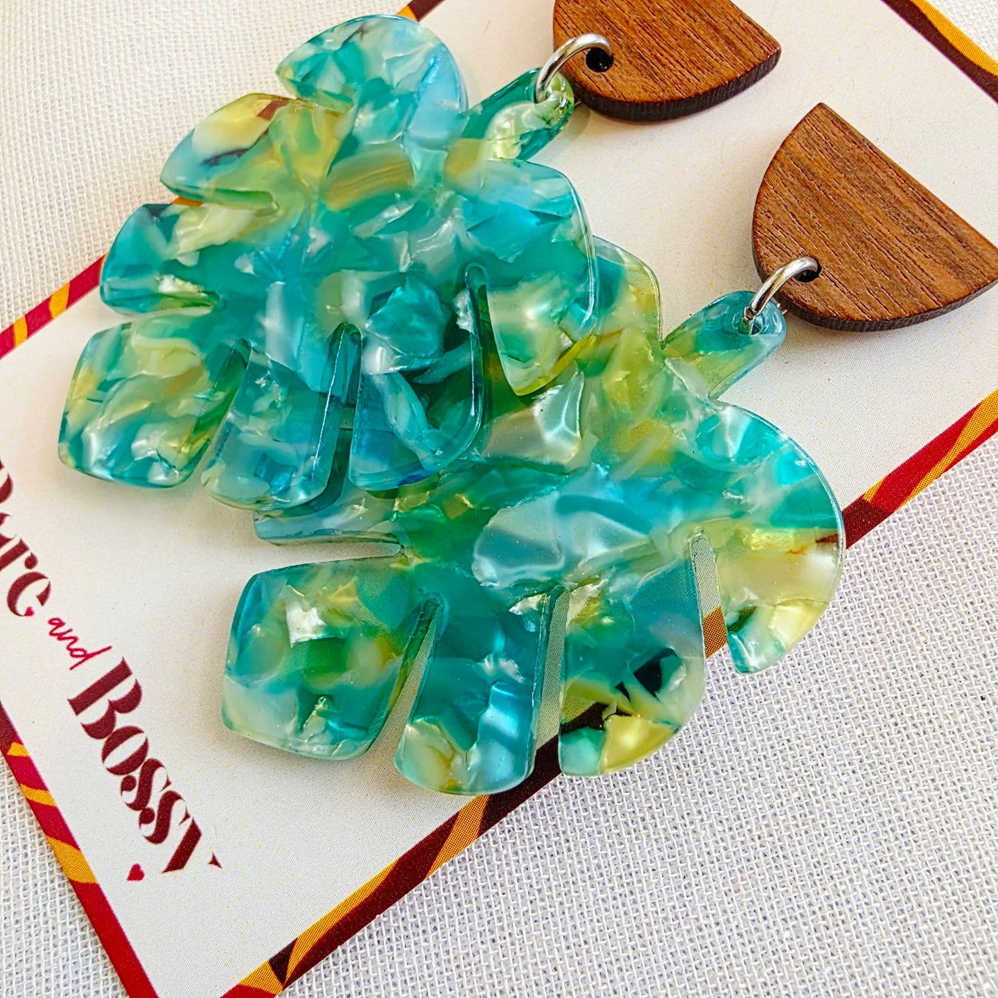 Green Leaf Walnut Dangles