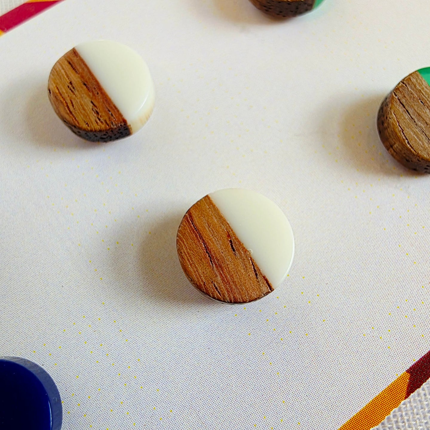 Green White Blue Circle Studs Trio