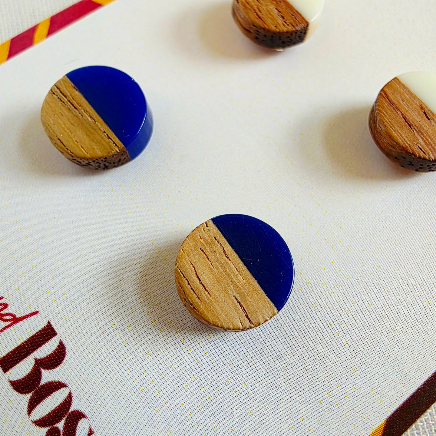 Green White Blue Circle Studs Trio