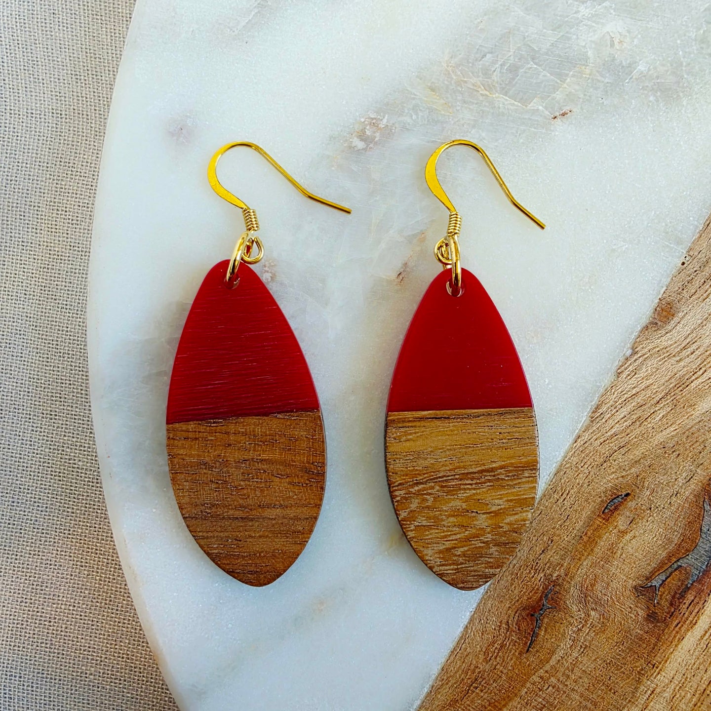 Red Walnut Teardrop Dangles (Dr. Amy)