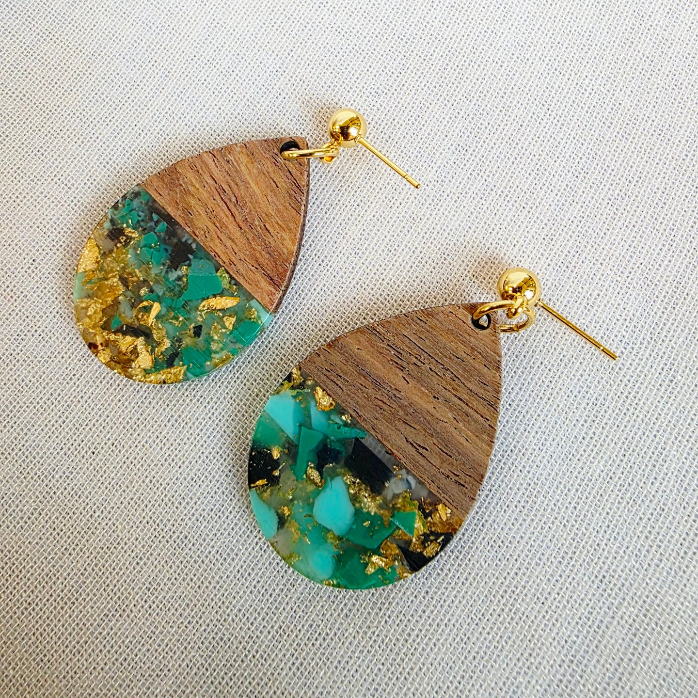 Green Confetti Teardrop Dangles (Dr. Amy)
