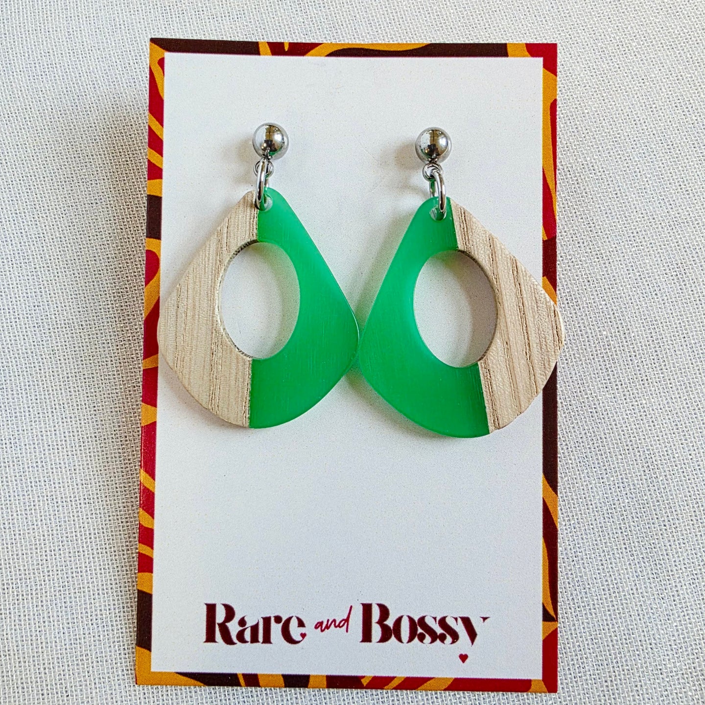 Green Open Teardrop Dangles