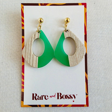 Green Open Teardrop Dangles