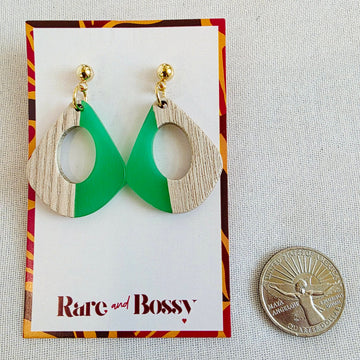 Green Open Teardrop Dangles