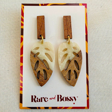 Ivory Leaf Walnut Dangles
