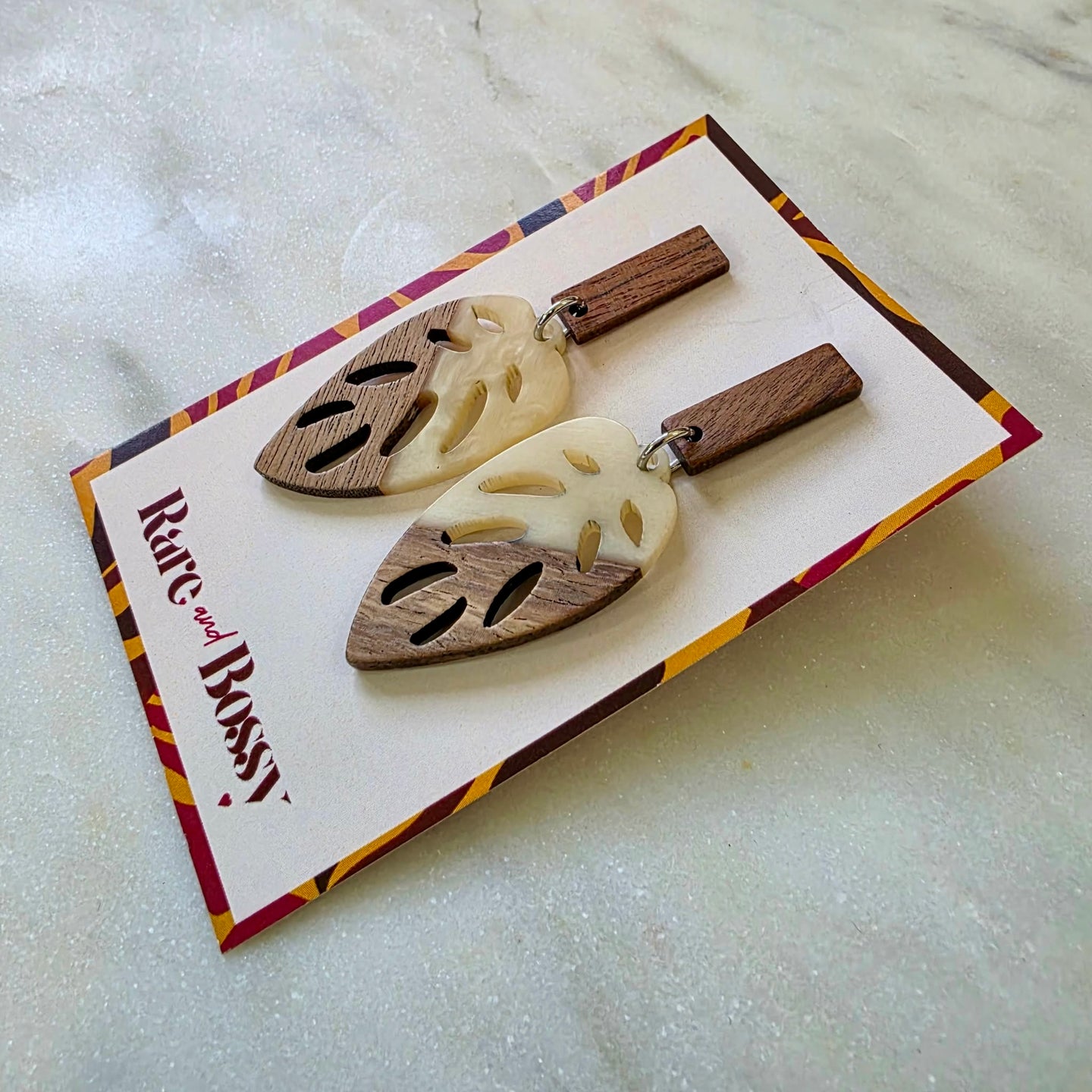 Ivory Leaf Walnut Dangles