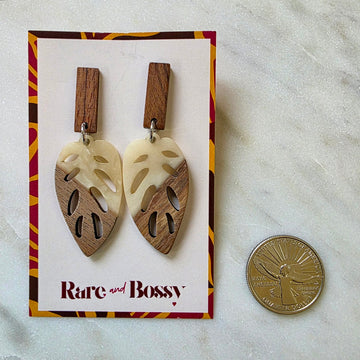 Ivory Leaf Walnut Dangles