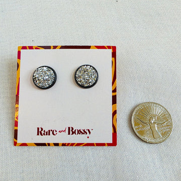 Silver Druzy Studs