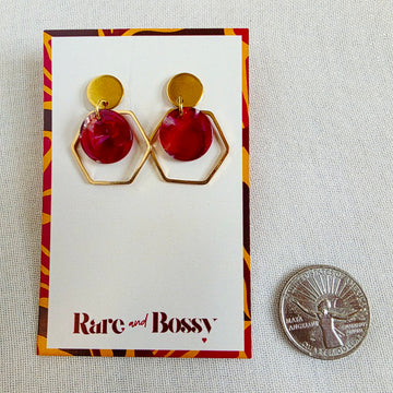 Red Hexagon Dangles