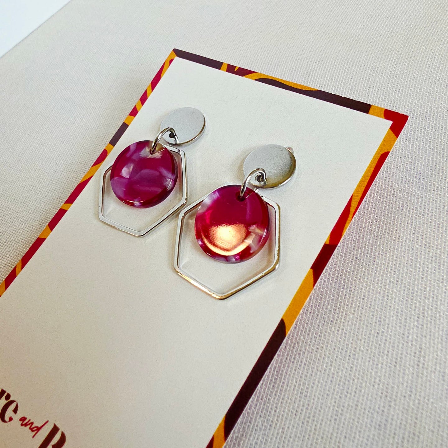 Red Hexagon Dangles