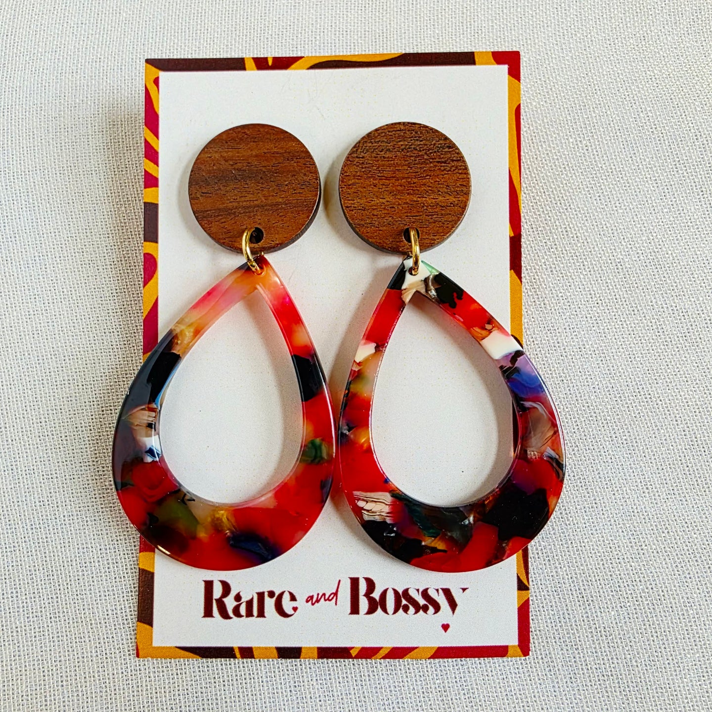 Red Confetti Teardrop Dangles