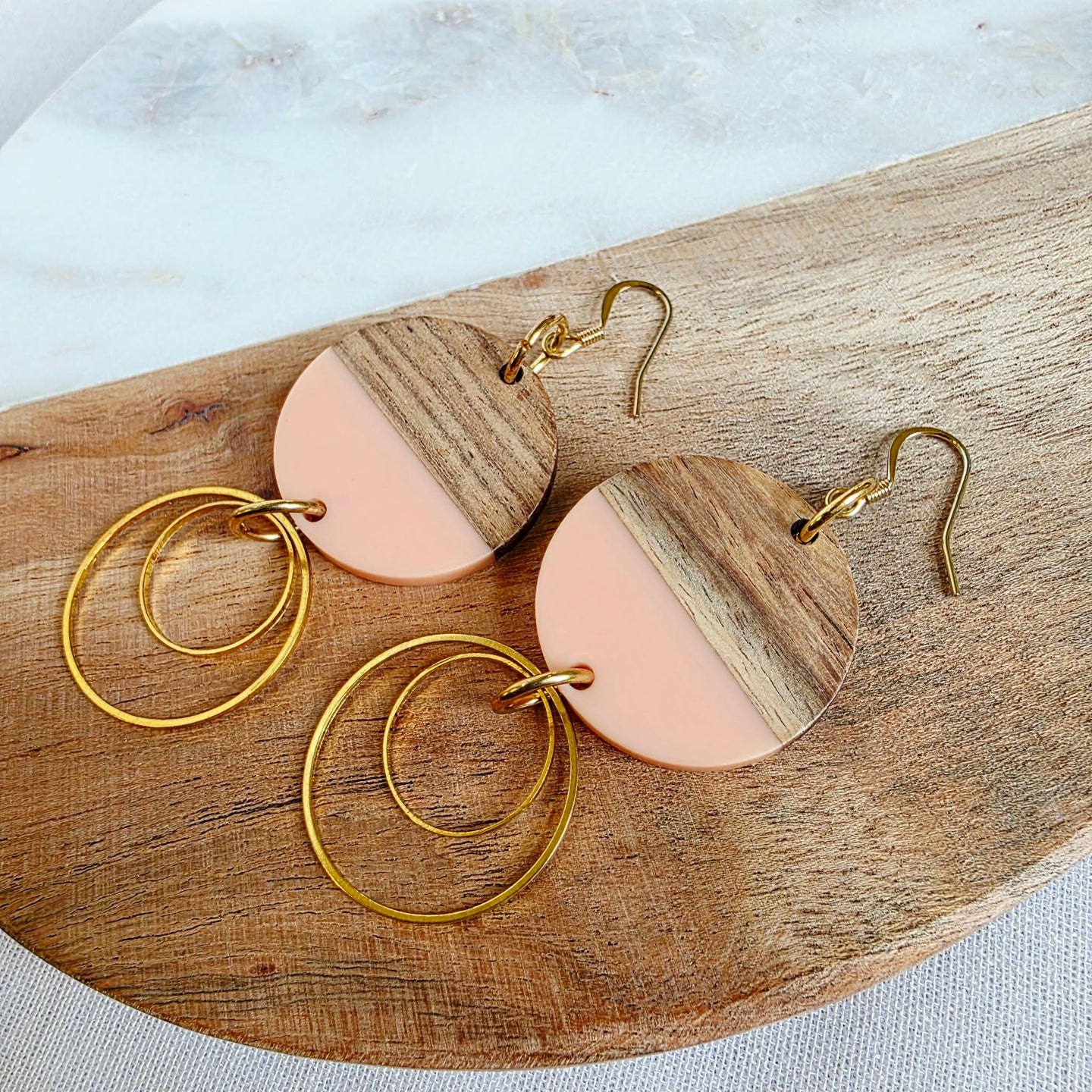 Pink Layered Drop Dangles