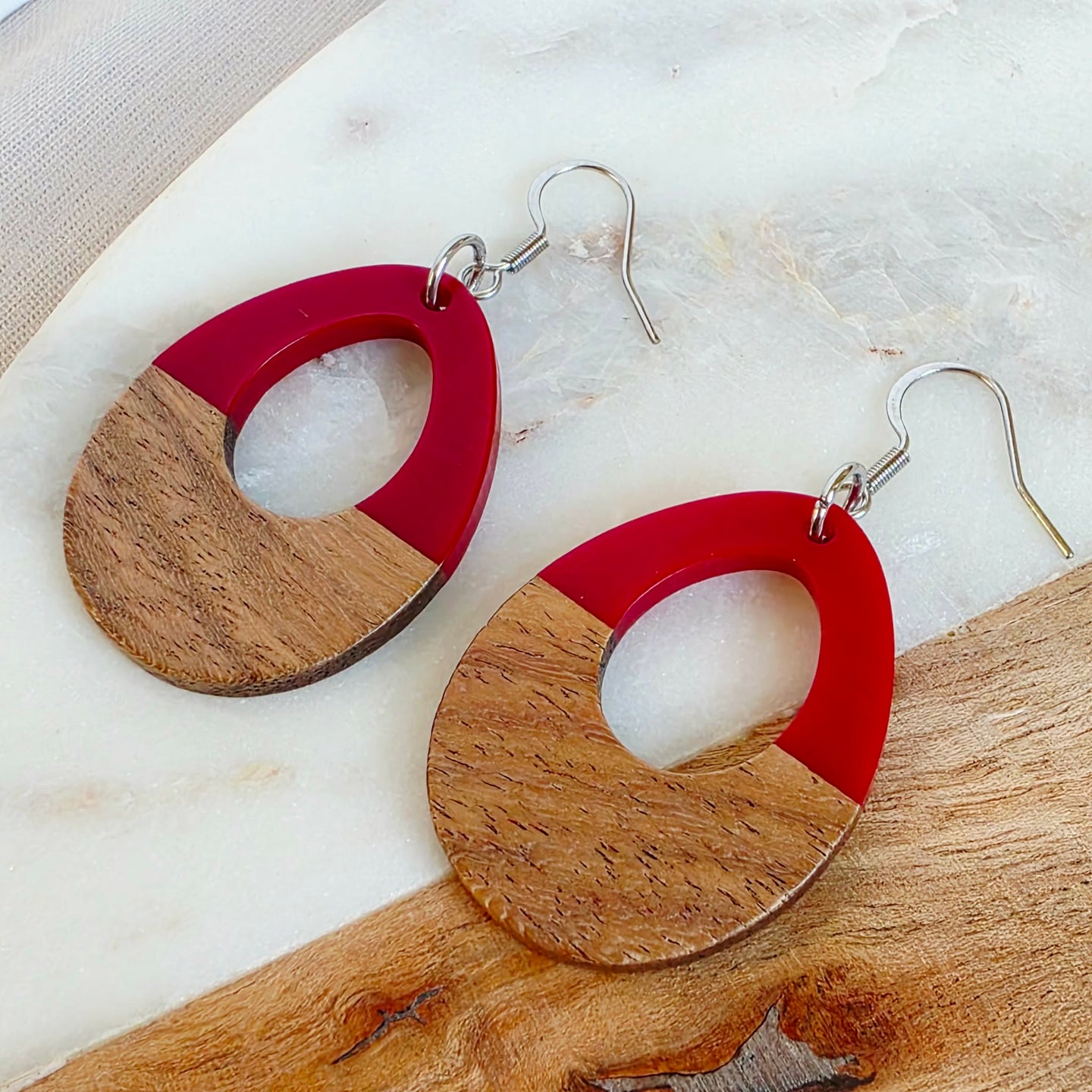Red Open Teardrop Dangles