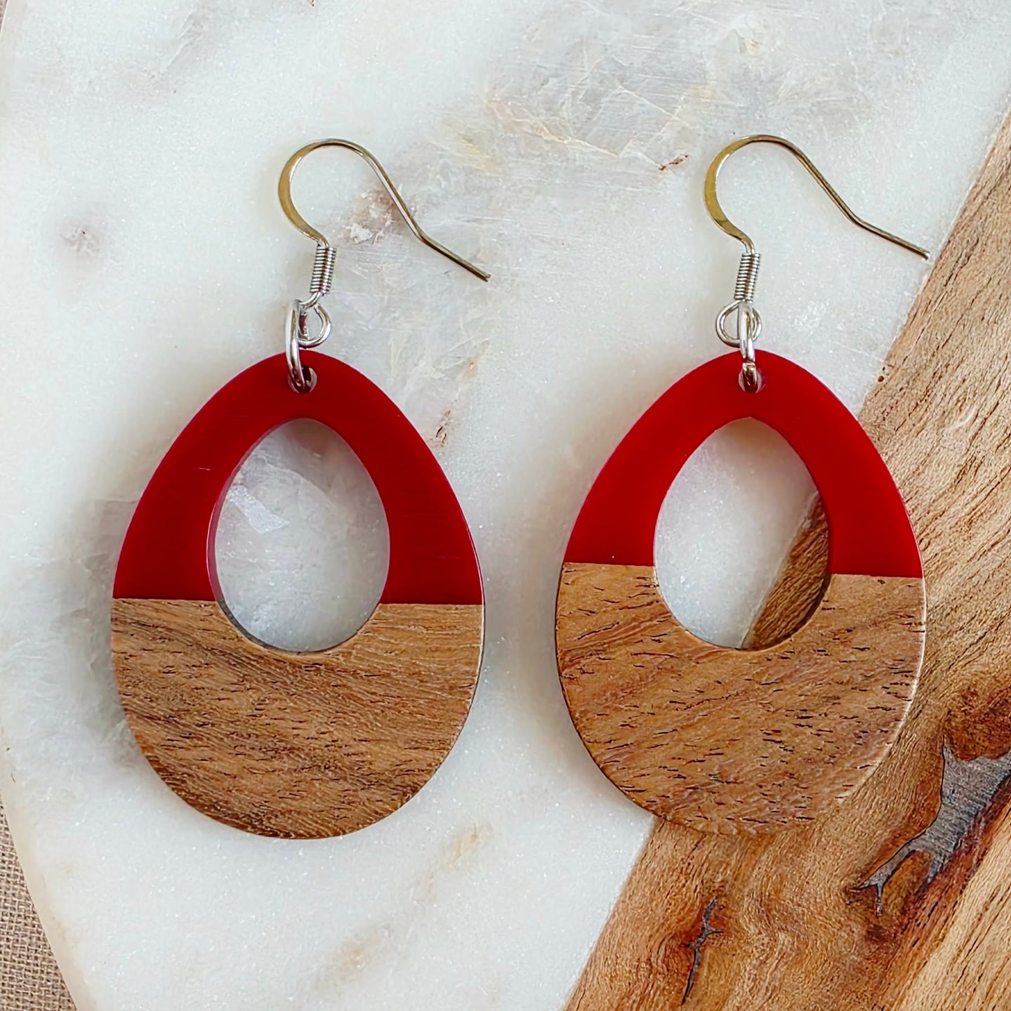 Red Open Teardrop Dangles