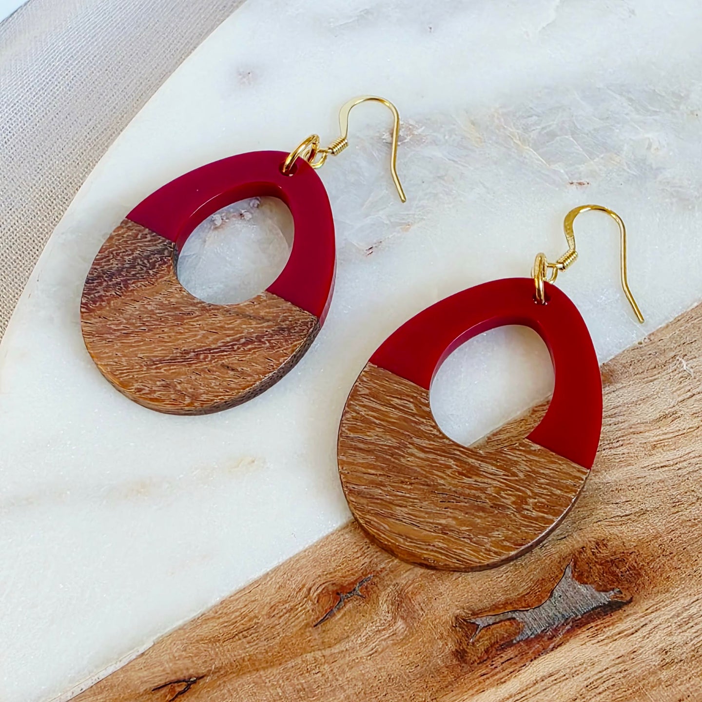 Red Open Teardrop Dangles