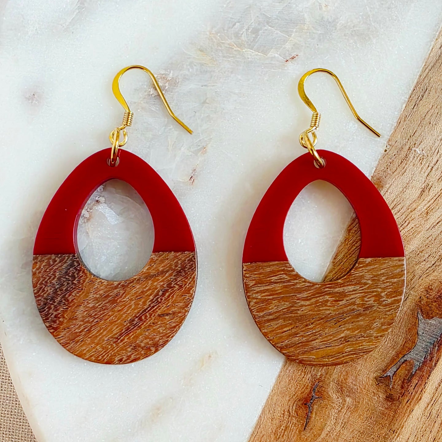 Red Open Teardrop Dangles